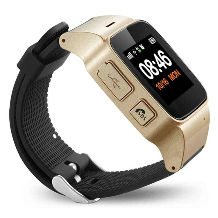 D99+ 1.22 吋高清 LCD 螢幕 GPS 智慧手錶，適合長者防水，支援 GPS + LBS + WiFi 定位／雙向通話／語音監控／一鍵急救／離腕警報／安全圍欄，D99+ 玫瑰金