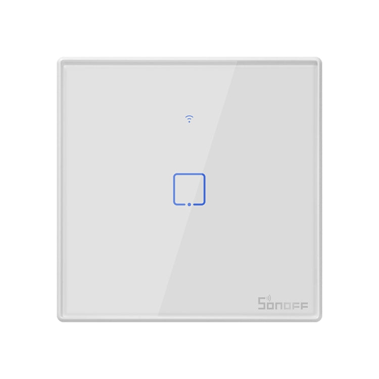 Sonoff T2觸控86毫米鋼化玻璃面板牆壁開關智能家居燈光觸控開關，兼容Alexa和Google Home，AC 100V-240V，歐規插頭，86毫米/ 1個歐規插頭