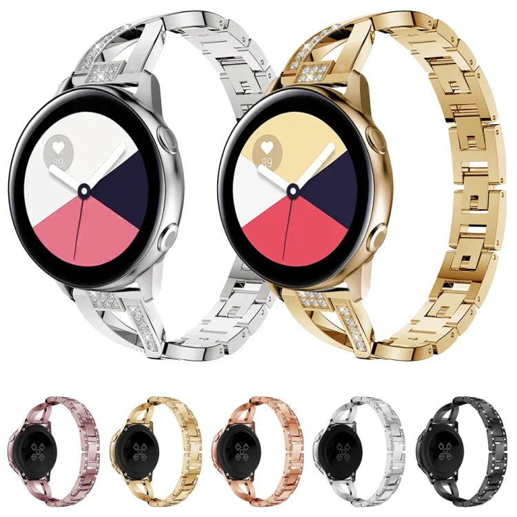 X形鑽石不鏽鋼腕帶錶帶，適用於 Galaxy Watch Active 20毫米