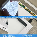 A4-19 6.5W 三段亮度可調 A4 LED 繪圖素描燈板，附 USB 線