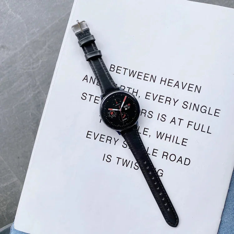 適用於 Samsung Galaxy Watch 20mm 智慧手錶通用雙面皮革小錶帶，20mm
