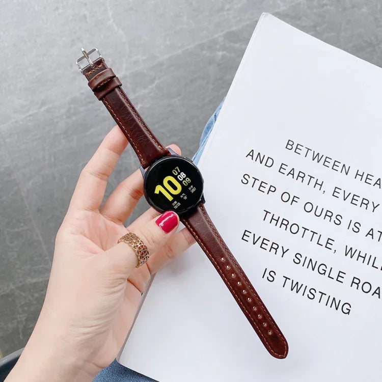 適用於 Samsung Galaxy Watch 20mm 智慧手錶通用雙面皮革小錶帶，20mm