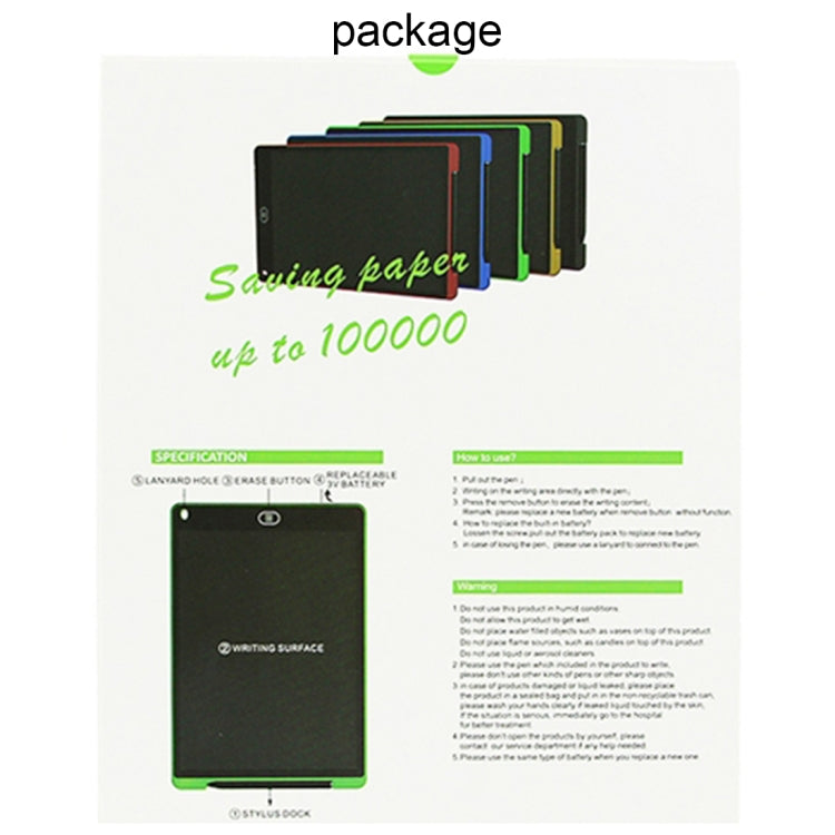 便攜式 12 吋 LCD 書寫板繪畫塗鴉電子手寫板留言圖形板草稿紙，附書寫筆，12 吋黑色，12 吋綠色，12 吋藍色，12 吋紅色，12 吋白色