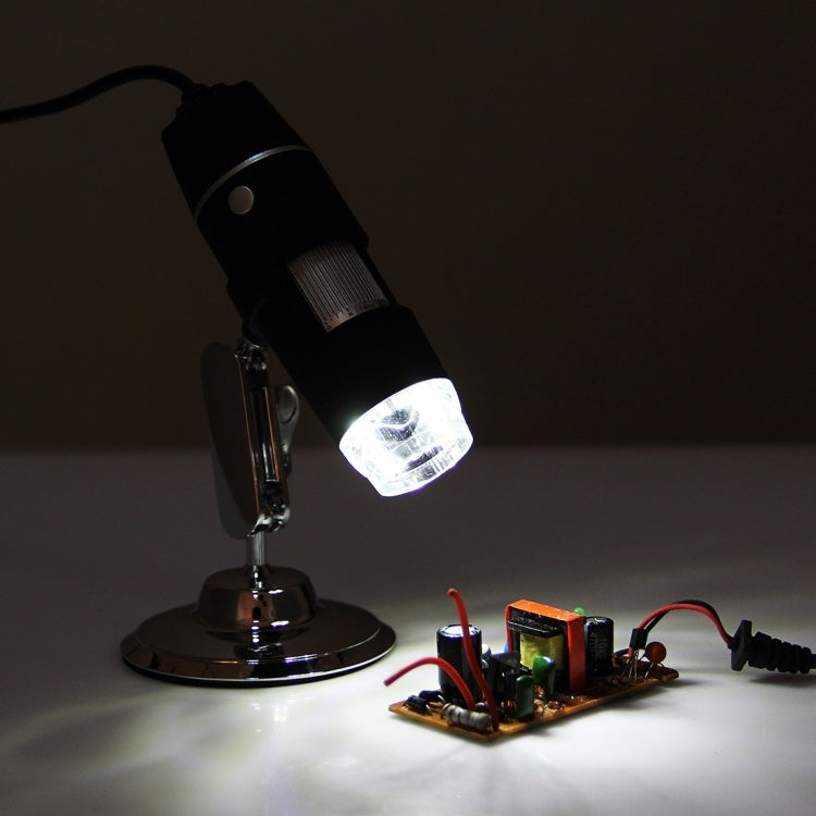 1000X 放大鏡 0.3MP 影像感測器 USB 數位顯微鏡，配 8 顆 LED 燈及專業支架，1000X