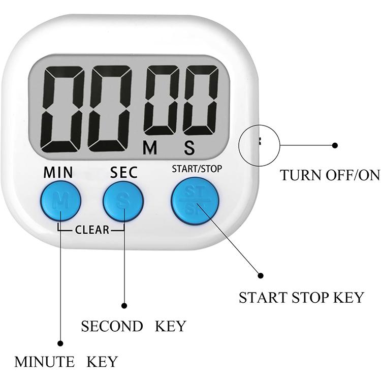 數字廚房計時器電子鬧鐘磁性背面帶 LCD 顯示，適用於烹飪烘焙運動遊戲辦公，HX103-2，118