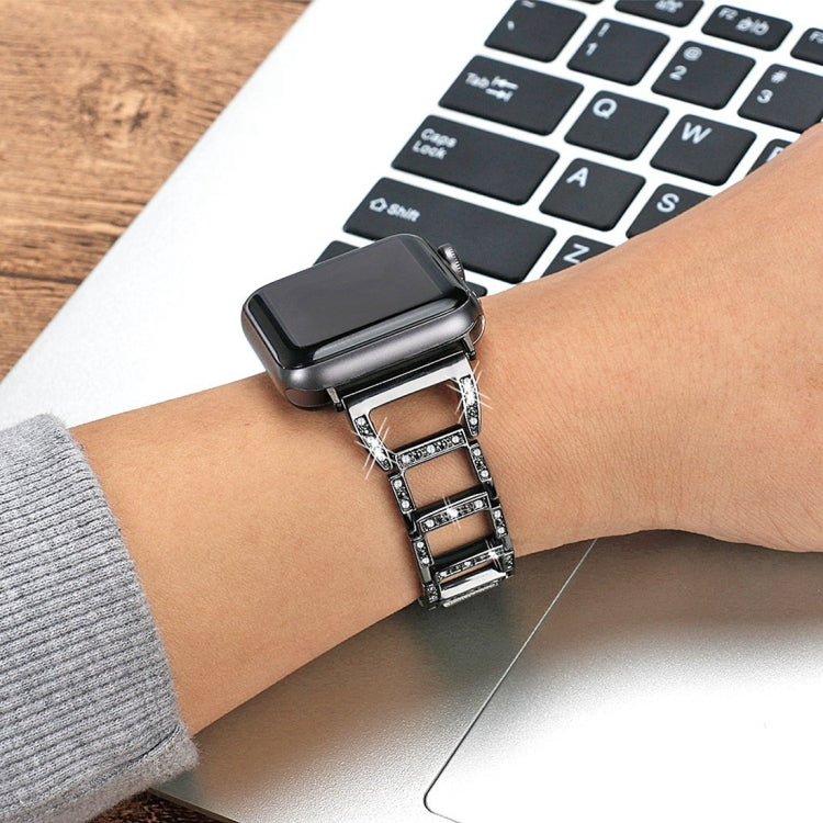 彩色鑽石不鏽鋼錶帶，適用於 Apple Watch Series 10 42mm / 9&8&7 41mm / SE 3&SE 2&6&SE&5&4 40mm / 3&2&1 38mm