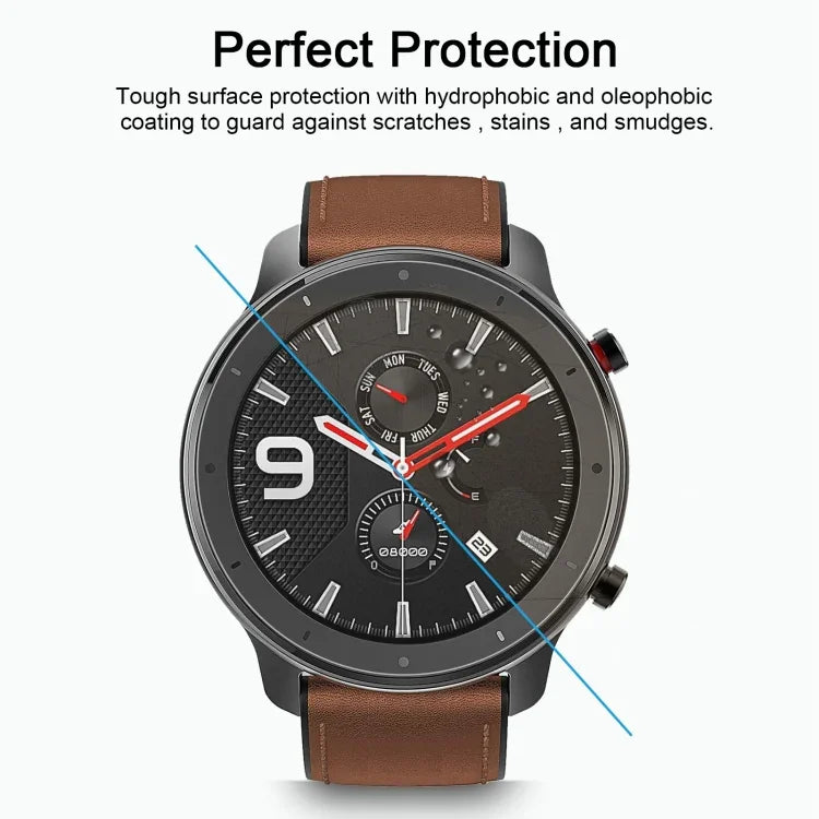 適用於 Amazfit GTR 47mm 0.26mm 2.5D 9H 鋼化玻璃螢幕保護貼，適用於 Amazfit GTR 47mm