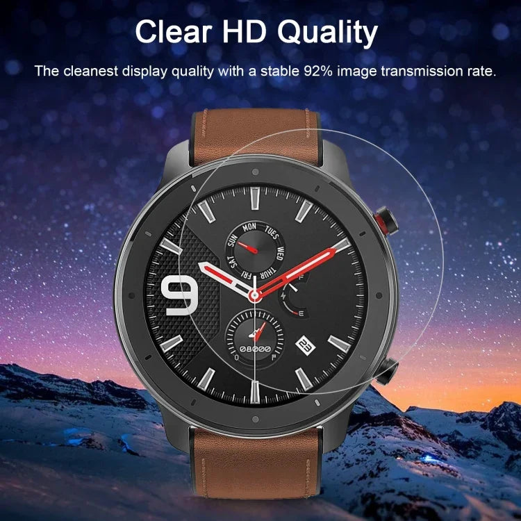 適用於 Amazfit GTR 47mm 0.26mm 2.5D 9H 鋼化玻璃螢幕保護貼，適用於 Amazfit GTR 47mm