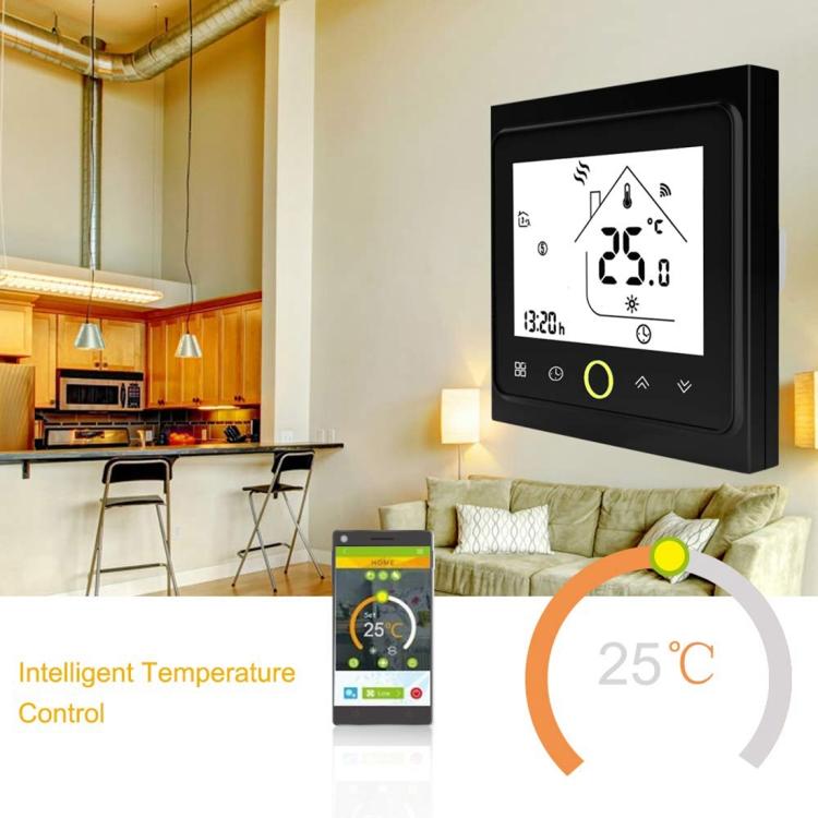 BHT-002GALW 3A負載水加熱型LCD數字加熱室內恆溫器帶時間顯示，WiFi控制，BHT-002GBLW 3A（黑色）水加熱型，BHT-002GBLW 3A（白色）水加熱型