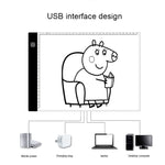 3.5W 5V LED USB 三段亮度可調 A4 壓克力比例描圖板 動漫素描繪圖板，描圖板