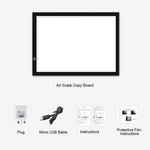A3 8W 5V LED USB 無段調光壓克力比例描圖板 動漫素描繪圖板，附USB線與電源適配器，無段調光附USB線與電源適配器