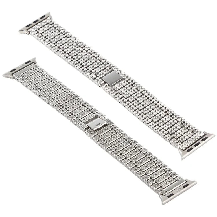 適用於 Apple Watch Ultra 49mm 及 Watch Ultra 2 49mm / Series 10 46mm / 9&8&7 45mm / SE 3&SE 2&6&SE&5&4 44mm / 3&2&1 42mm 九珠不鏽鋼手腕錶帶，適用於 Apple Watch Series 7 45mm / 6 & SE & 5 & 4 44mm / 3 & 2 & 1 42mm
