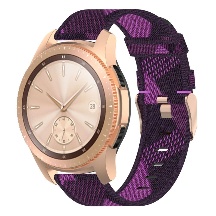 20mm 條紋編織尼龍手腕帶，適用於 Galaxy Watch 42mm、Galaxy Active / Active 2、Gear Sport、S2 Classic