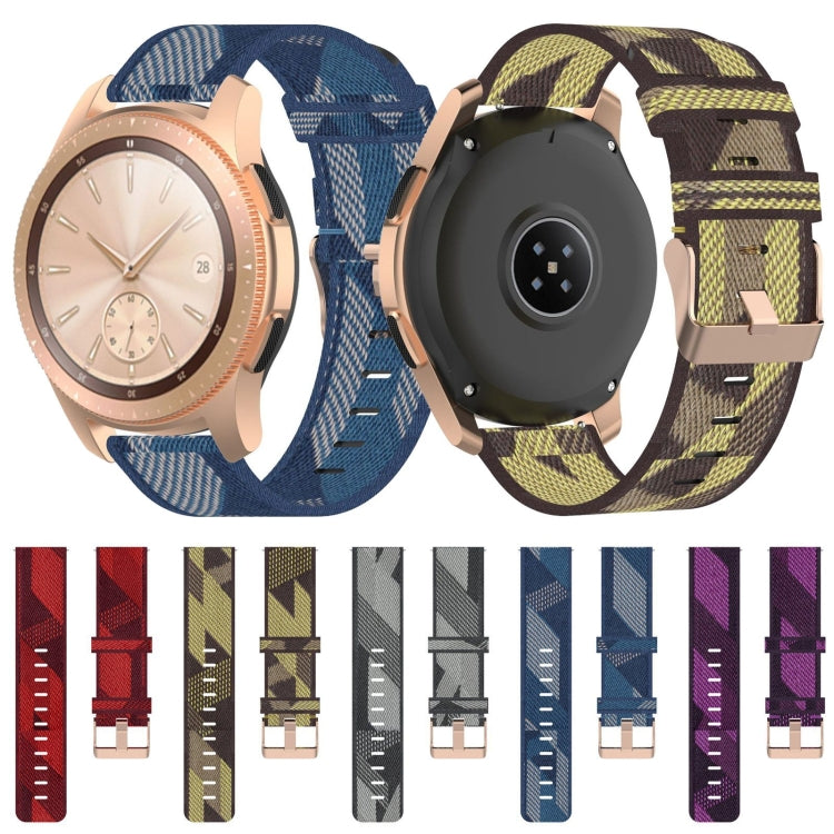 20mm 條紋編織尼龍手腕帶，適用於 Galaxy Watch 42mm、Galaxy Active / Active 2、Gear Sport、S2 Classic