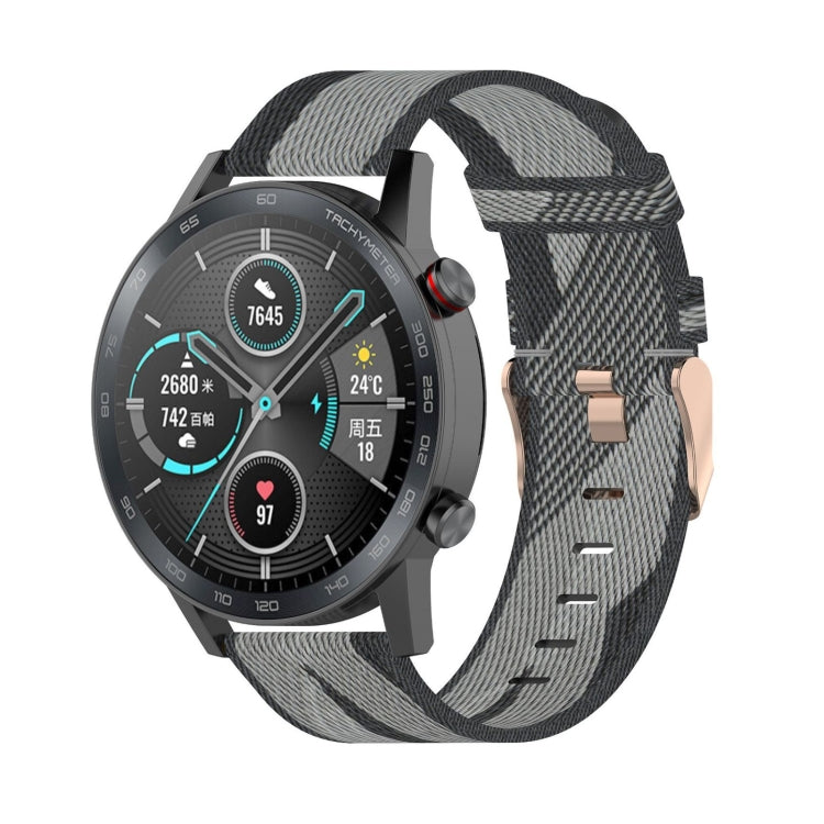 22mm 條紋編織尼龍手腕帶錶帶，適用於 Huawei GT / GT2 46mm，Honor Magic Watch 2 46mm / Magic