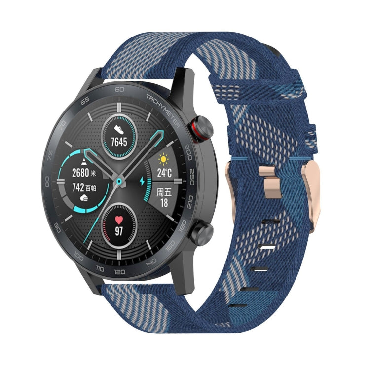 22mm 條紋編織尼龍手腕帶錶帶，適用於 Huawei GT / GT2 46mm，Honor Magic Watch 2 46mm / Magic