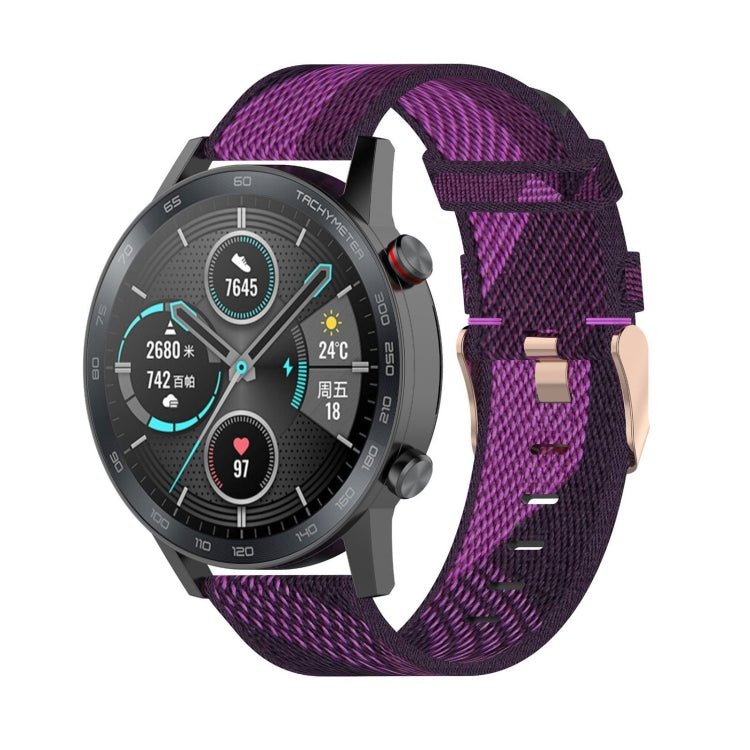 22mm 條紋編織尼龍手腕帶錶帶，適用於 Huawei GT / GT2 46mm，Honor Magic Watch 2 46mm / Magic