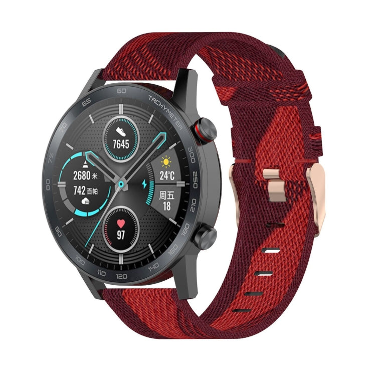 22mm 條紋編織尼龍手腕帶錶帶，適用於 Huawei GT / GT2 46mm，Honor Magic Watch 2 46mm / Magic