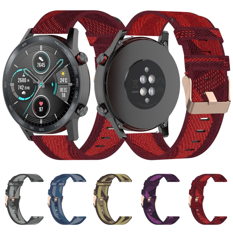 22mm 條紋編織尼龍手腕帶錶帶，適用於 Huawei GT / GT2 46mm，Honor Magic Watch 2 46mm / Magic