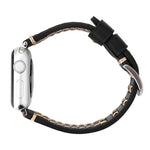 適用於 Apple Watch Series 10 42mm / 9&8&7 41mm / SE 3&SE 2&6&SE&5&4 40mm / 3&2&1 38mm 手工線條紋真皮手錶帶，適用於 38mm