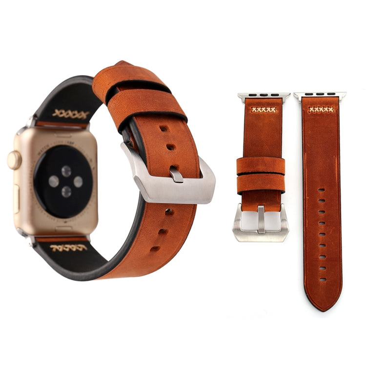 適用於 Apple Watch Ultra 49mm&Watch Ultra 2 49mm / Series 10 46mm / 9&8&7 45mm / SE 3&SE 2&6&SE&5&4 44mm / 3&2&1 42mm 復古 XX 線條紋真皮手錶帶，適用於 42mm