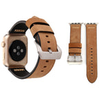 適用於 Apple Watch Ultra 49mm&Watch Ultra 2 49mm / Series 10 46mm / 9&8&7 45mm / SE 3&SE 2&6&SE&5&4 44mm / 3&2&1 42mm 復古 XX 線條紋真皮手錶帶，適用於 42mm