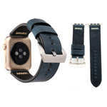 適用於 Apple Watch Ultra 49mm&Watch Ultra 2 49mm / Series 10 46mm / 9&8&7 45mm / SE 3&SE 2&6&SE&5&4 44mm / 3&2&1 42mm 復古 XX 線條紋真皮手錶帶，適用於 42mm