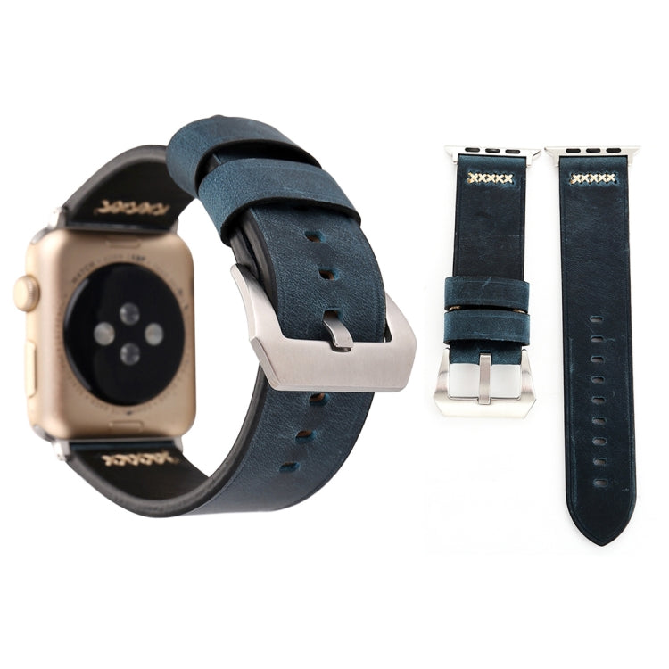 適用於 Apple Watch Ultra 49mm&Watch Ultra 2 49mm / Series 10 46mm / 9&8&7 45mm / SE 3&SE 2&6&SE&5&4 44mm / 3&2&1 42mm 復古 XX 線條紋真皮手錶帶，適用於 42mm