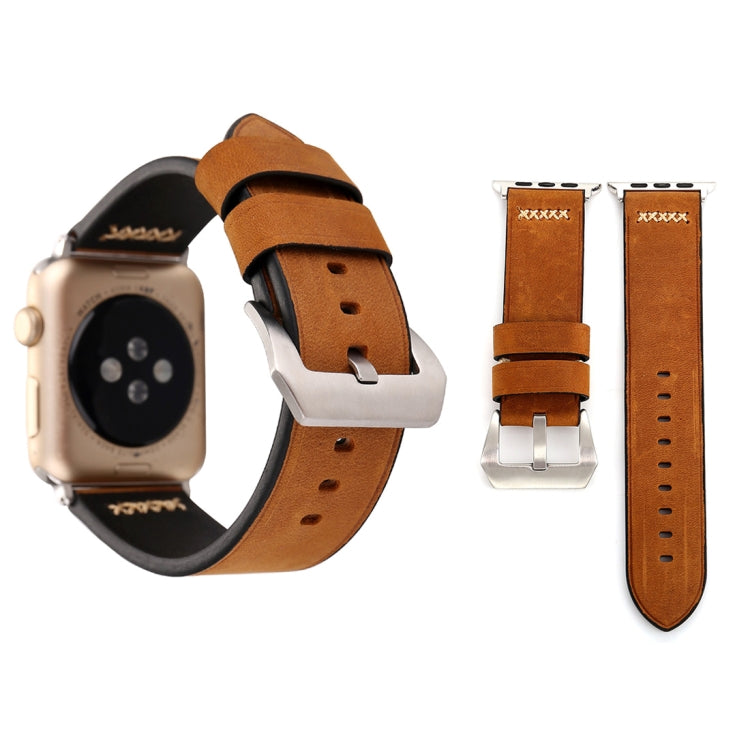 適用於 Apple Watch Ultra 49mm&Watch Ultra 2 49mm / Series 10 46mm / 9&8&7 45mm / SE 3&SE 2&6&SE&5&4 44mm / 3&2&1 42mm 復古 XX 線條紋真皮手錶帶，適用於 42mm