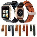 適用於 Apple Watch Ultra 49mm&Watch Ultra 2 49mm / Series 10 46mm / 9&8&7 45mm / SE 3&SE 2&6&SE&5&4 44mm / 3&2&1 42mm 復古 XX 線條紋真皮手錶帶，適用於 42mm