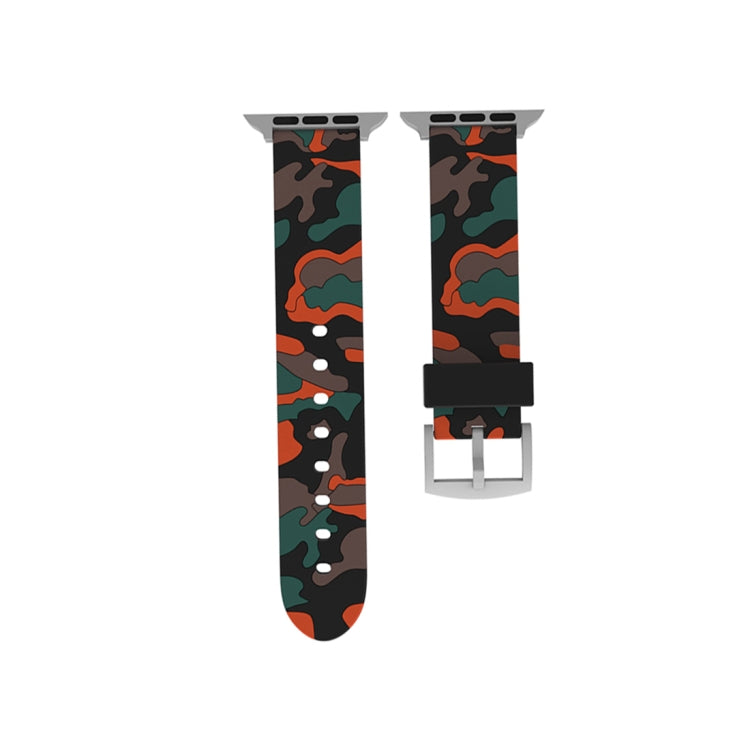 適用於 Apple Watch Series 3 & 2 & 1 38mm 時尚迷彩圖案矽膠錶帶，38mm