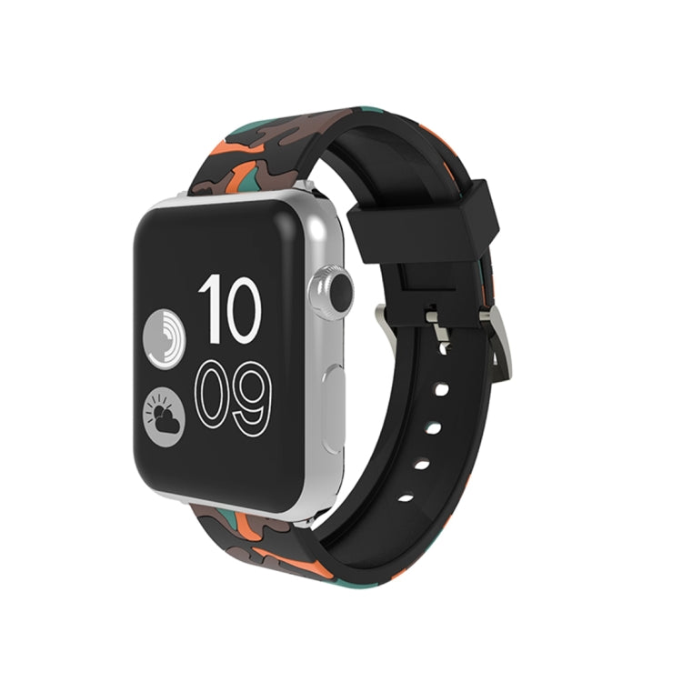 適用於 Apple Watch Series 3 & 2 & 1 38mm 時尚迷彩圖案矽膠錶帶，38mm