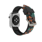 適用於 Apple Watch Series 3 & 2 & 1 38mm 時尚迷彩圖案矽膠錶帶，38mm