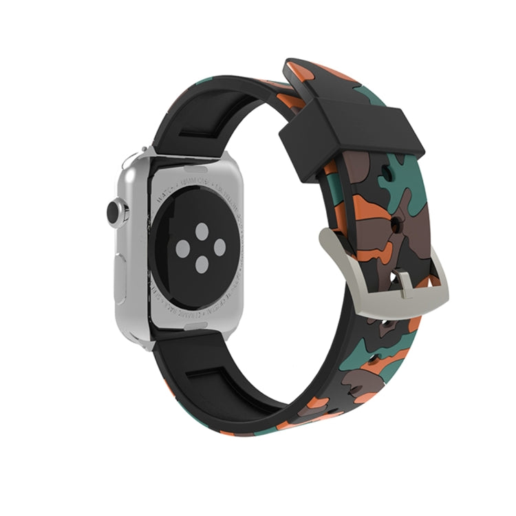 適用於 Apple Watch Series 3 & 2 & 1 38mm 時尚迷彩圖案矽膠錶帶，38mm