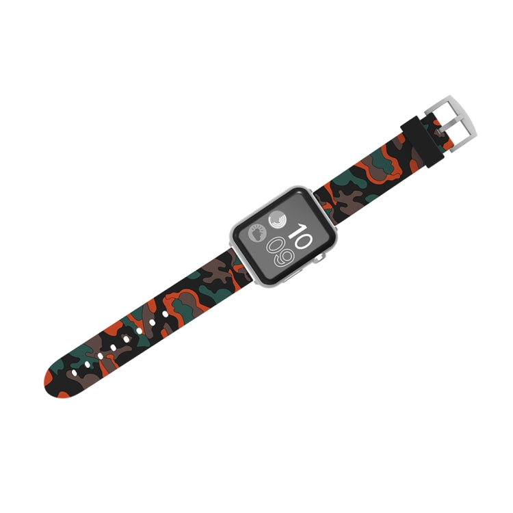 適用於 Apple Watch Series 3 & 2 & 1 38mm 時尚迷彩圖案矽膠錶帶，38mm
