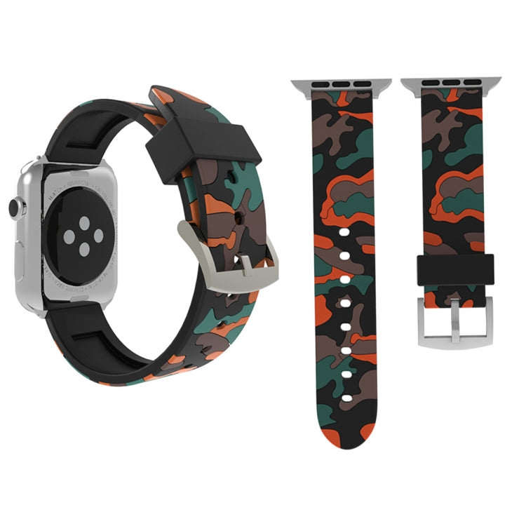 適用於 Apple Watch Series 3 & 2 & 1 38mm 時尚迷彩圖案矽膠錶帶，38mm