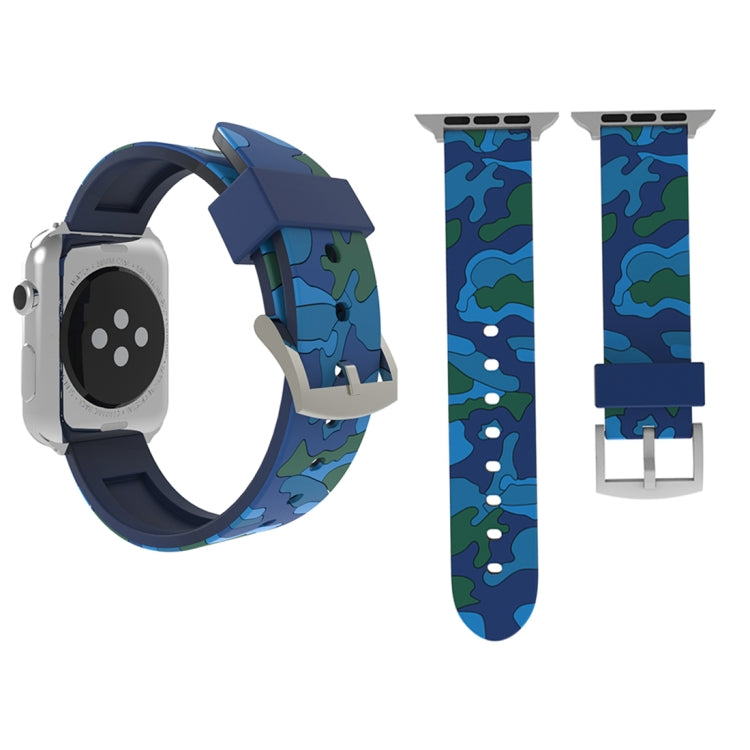 適用於 Apple Watch Series 3 & 2 & 1 38mm 時尚迷彩圖案矽膠錶帶，38mm