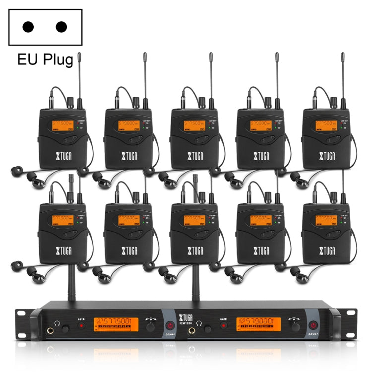XTUGA IEM1200無線發射器，10個身體包舞台歌手入耳監聽系統，發射器10身體包