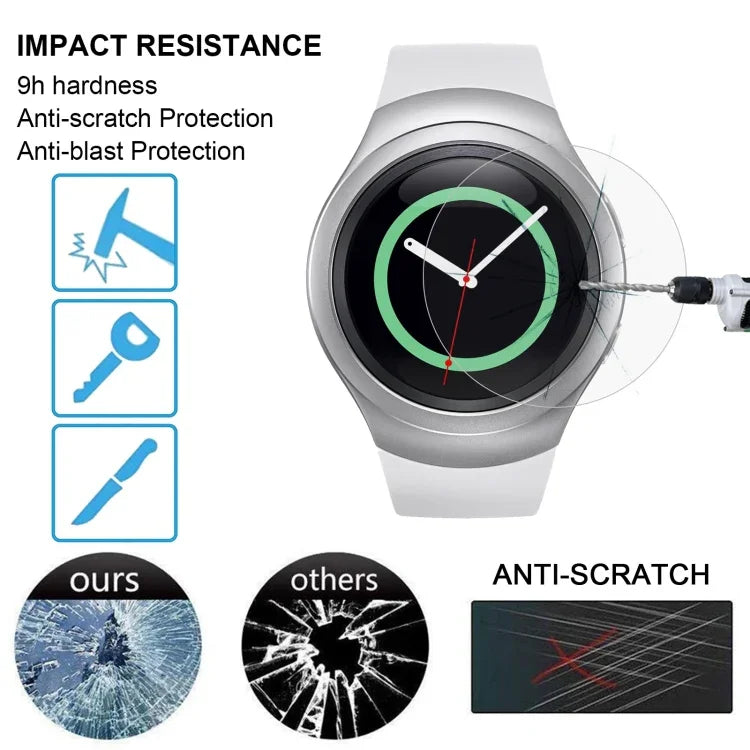 2片裝 ENKAY Hat-Prince 適用於 Samsung Gear S2 智慧手錶 0.2毫米 9H 表面硬度 2.15D 防爆鋼化玻璃保護膜