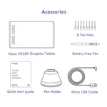 HUION Inspiroy 系列 H950P 5080LPI 專業藝術 USB 繪圖板，適用 Windows / Mac OS，附無電池筆