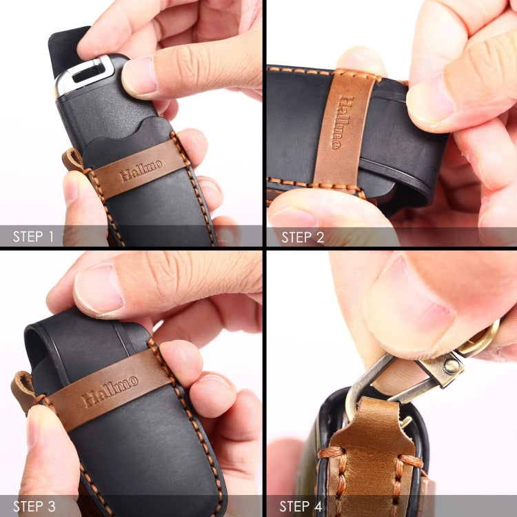 For Nissan Teana / Ariya 3-button Horn Hallmo Car Cowhide Leather Key Protective Cover Key Case, 3-button Horn