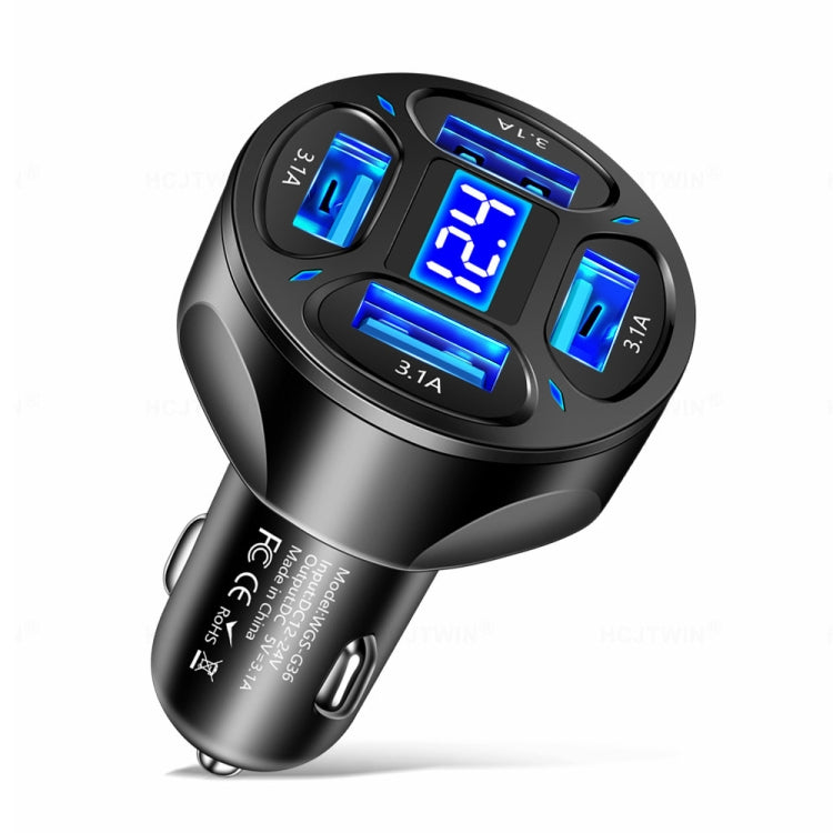 WGS-G36 3.1A 4 in 1 Digital Display Car Charger with Voltmeter, WGS-G36