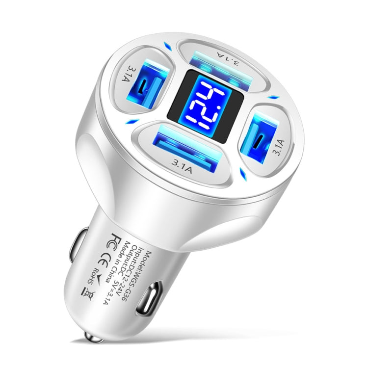 WGS-G36 3.1A 4 in 1 Digital Display Car Charger with Voltmeter, WGS-G36