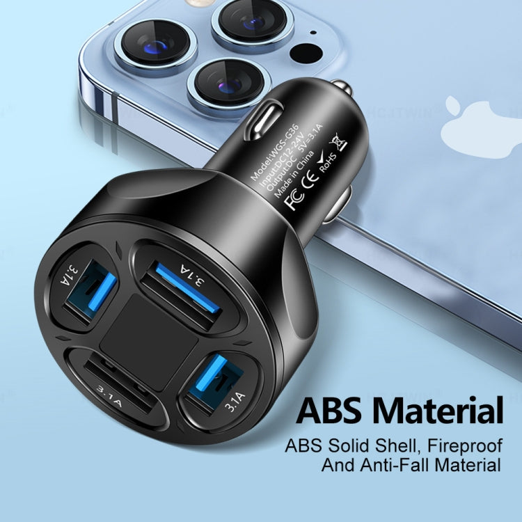 WGS-G36 3.1A 4 in 1 Digital Display Car Charger with Voltmeter, WGS-G36