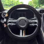 Round Style Car Universal Cartoon Pattern Plush Warm Anti-skid Steering Wheel Cover, Diameter: 38cm, Round Style