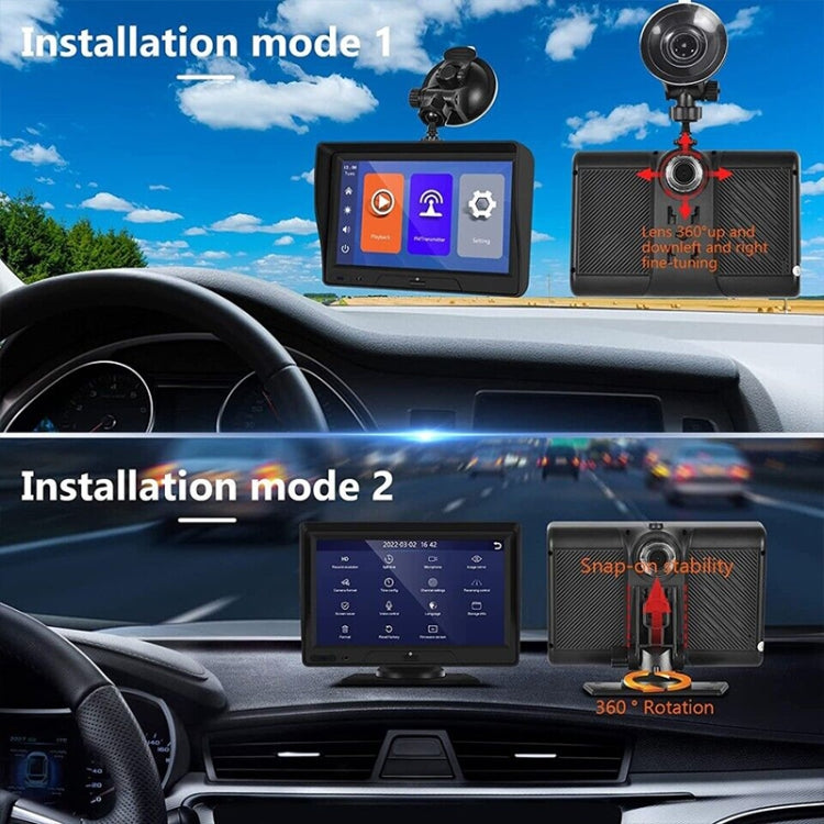 P702D 7 inch Portable Touch Display Wireless Car Navigator Dual-lens Smart Driving Recorder, P702D