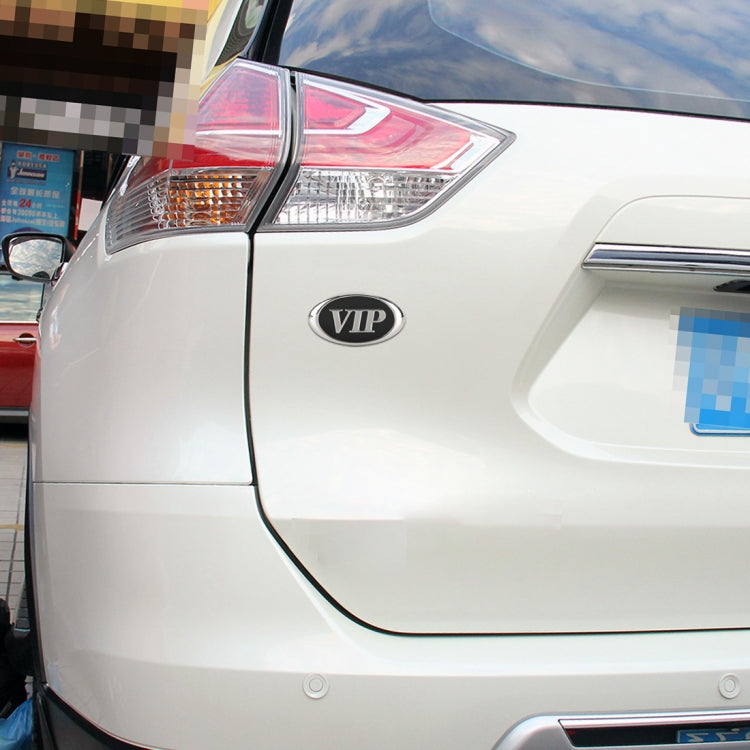 Car Oval Style VIP Metal Personalized Decorative Stickers, Size: 6.5 x 3.5 x 0.5cm, Oval Style VIP