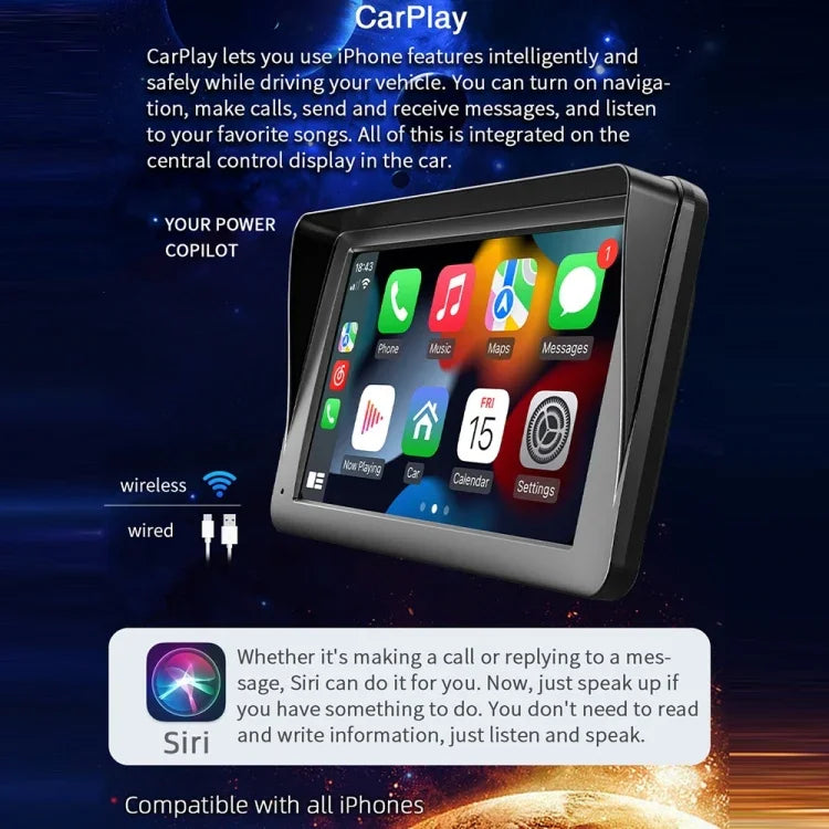B5300 7 吋無線 CarPlay 車用藍牙 MP5 播放器，支援手機互聯並附遙控器，B5300 含遙控器