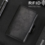 X-7 防磁 RFID 多功能鋁合金瘋馬紋皮革卡包錢包