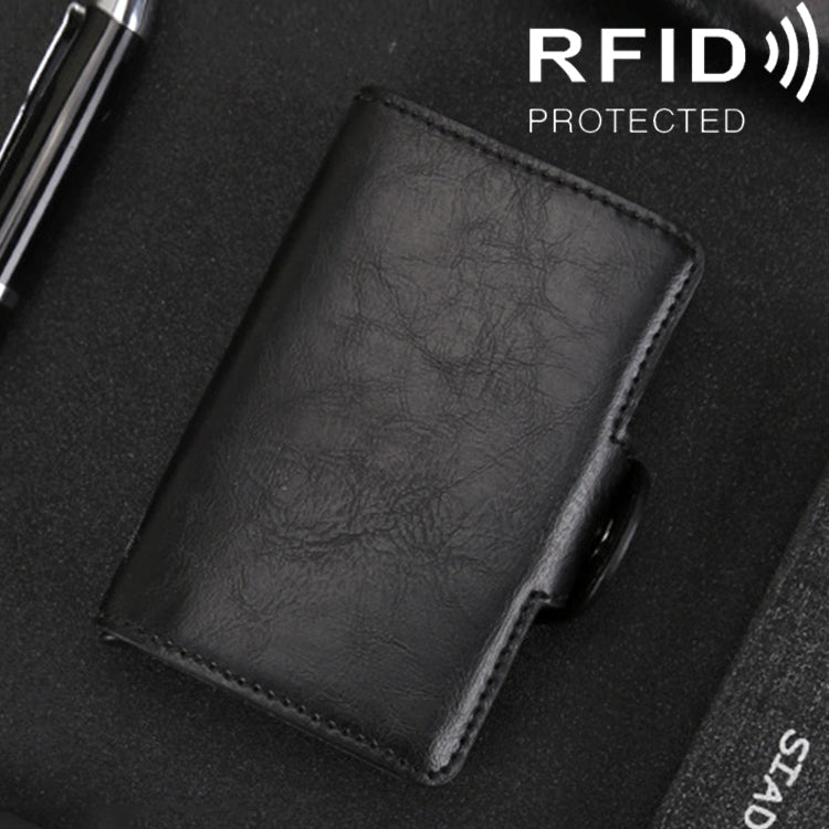 X-7 防磁 RFID 多功能鋁合金瘋馬紋皮革卡包錢包